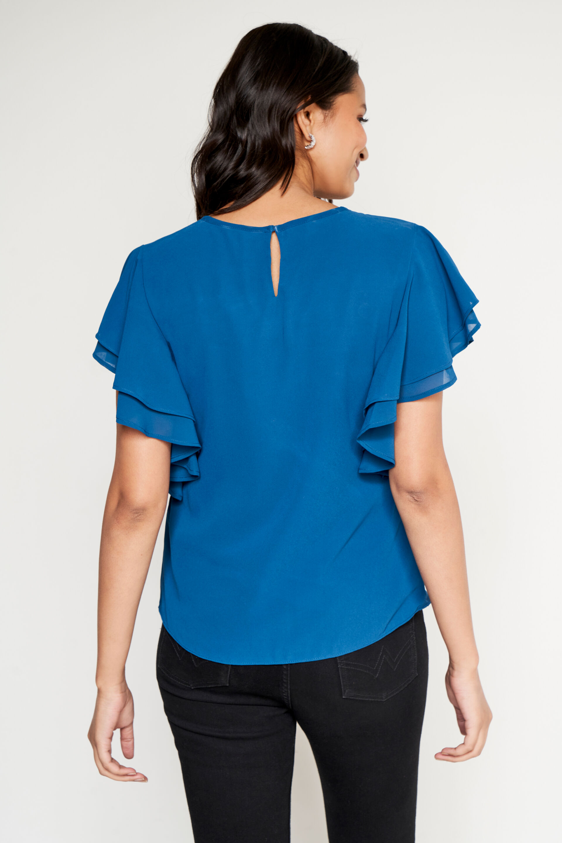 Teal Embellished Yoke Top, Teal, image 5